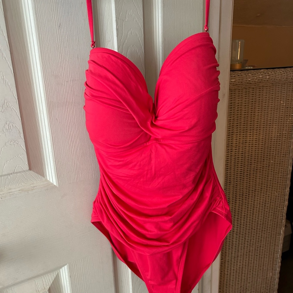 LA BLANCA RUCHED HALTER SWIMSUIT